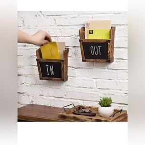Rustic Burnt Solid Wood Mail Holder